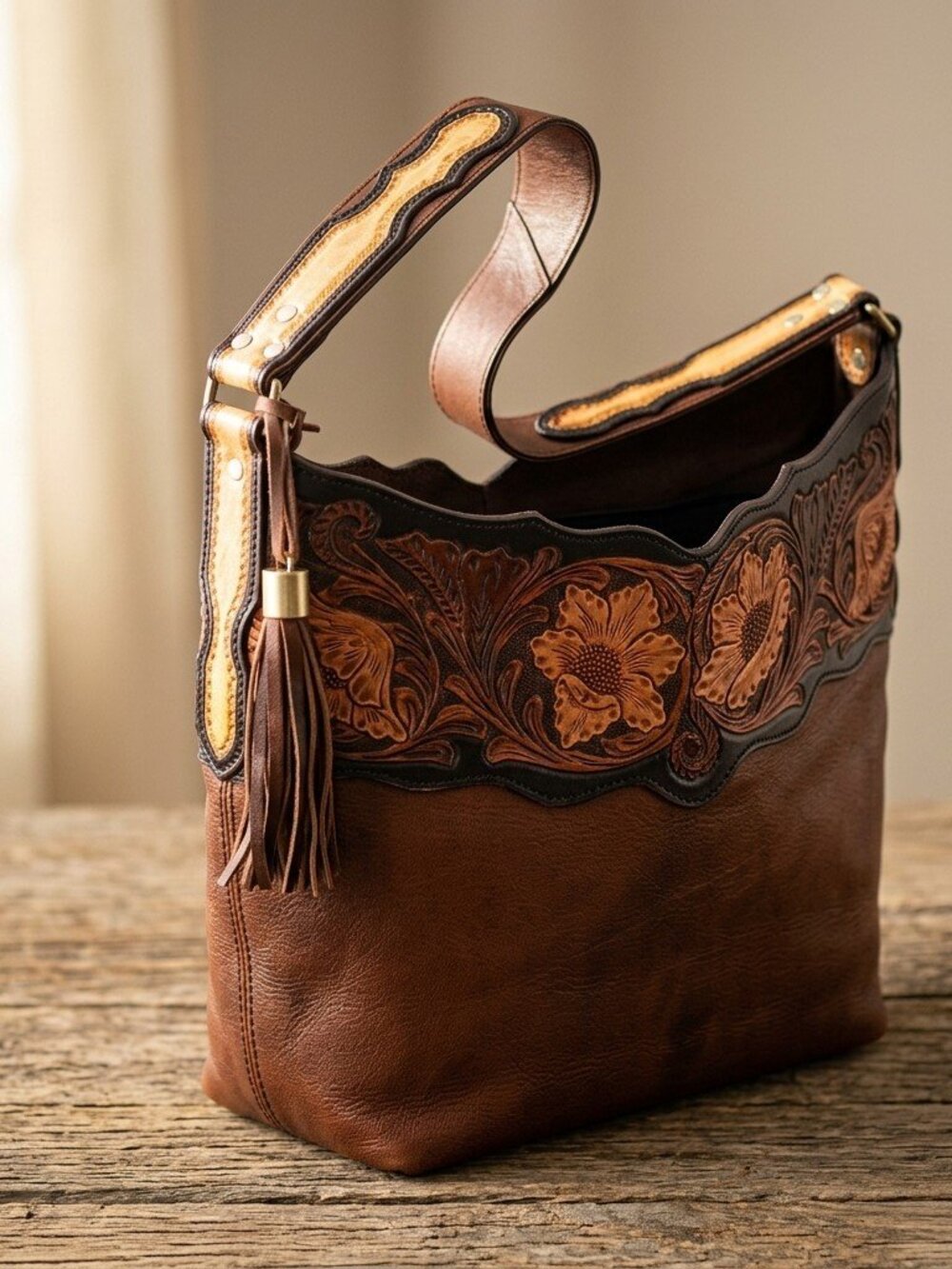 American Darling Sunlit Floral Leather Shoulder Bag - Picture 4 of 7